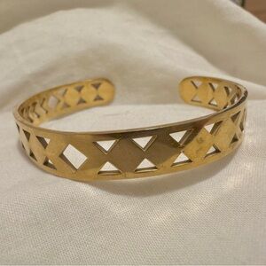 Gold Tone Brass Geometric Adjustable Cuff